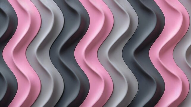 Gray mixed pink color 3d chevron abstract pattern background with waves design 
