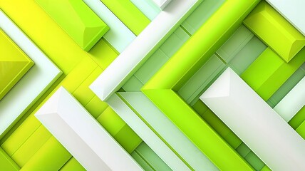 Fototapeta na wymiar White and light green 3d stripes and cubes design background 