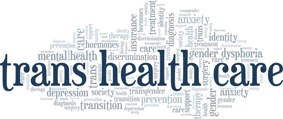 Transgender Health Care word cloud conceptual design isolated on white background.