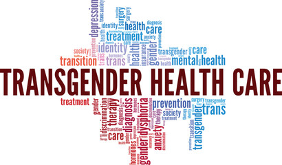Transgender Health Care word cloud conceptual design isolated on white background.