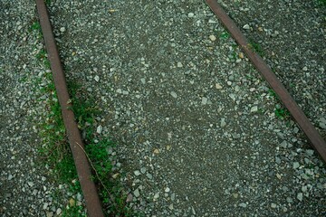 Closeup of abandoned rails