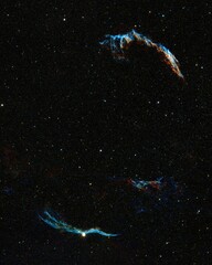 Beautiful scene of Veil Nebula Stars space in the black sky