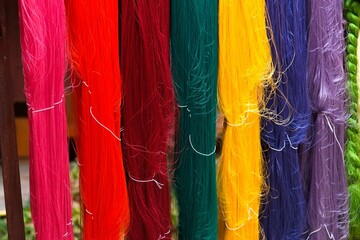 Colorful traditional silk weavings