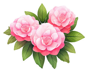 Camellias flowers remove background , flowers, watercolor, isolated white background - obrazy, fototapety, plakaty