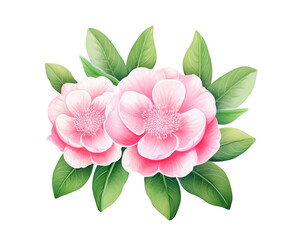 Camellias flowers remove background , flowers, watercolor, isolated white background - obrazy, fototapety, plakaty