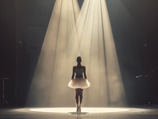 a white ballerina standing on stage 