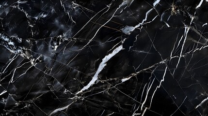 Luxurious Black Marble Texture with Striking White and Silver Veins,Offering a Sophisticated and Modern Aesthetic