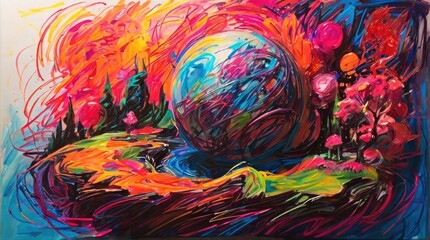 abstract planet scrible caryon backgound illustration