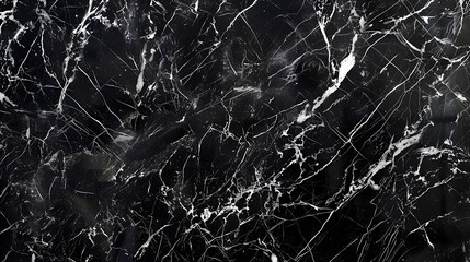 Striking Black Marble Texture with Elegant White and Silver Veins Showcasing a Sophisticated and Modern Aesthetic