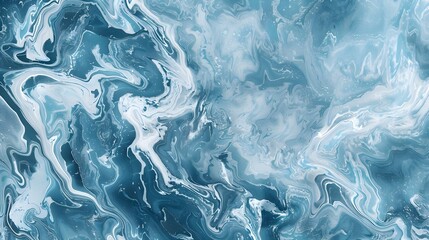 Captivating Icy Blue Marble Texture with Swirling White Patterns Evoking Serene Frozen Landscapes