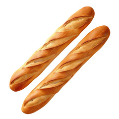 Two long loaves of bread on a Transparent Background