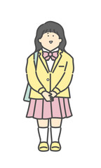 女子学生の全身イラスト
