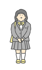 女子学生の全身イラスト