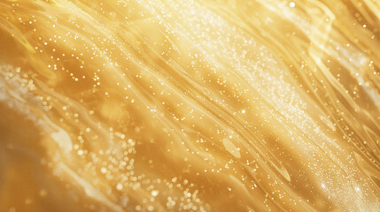 Golden Silk Fabric with Glittering Texture