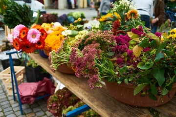 florist's stall at the market