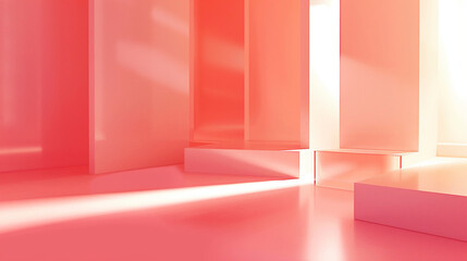 Soft Pink Room with Illuminated Pillars
