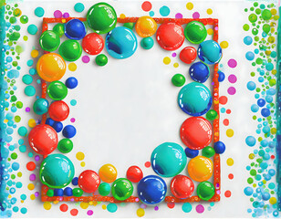 Obraz premium Colorful bubble art frame on white background on digital art concept, Generative AI.