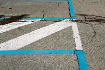 Paid parking lots are indicated with blue lines. neighborhoods with parking on the blue lines is...
