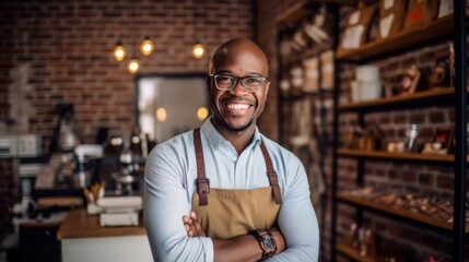Fototapeta premium Smiling Cafe Owner in Apron