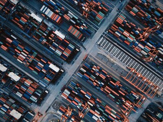 Aerial view of container terminal in Hong Kong, China
