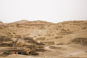 Old-style abandoned houses in the middle of a deserted landscape, Hatshepsut Egypt
