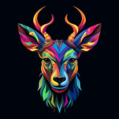 flat vector logo of animal colorfull isolated on black background