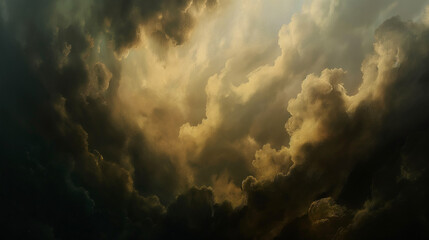 Dark Renaissance Painting: Stormy Cloud Sky Scene
 - obrazy, fototapety, plakaty
