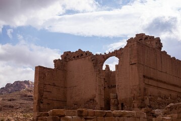 Low-angle view of ancient buildings in Jordan, Petra