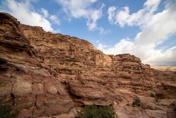 Fototapeta premium Aerial view of beautiful mountains in Petra, Jordan