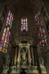 Vertical shot of the Milan Cathedral interior in Italy