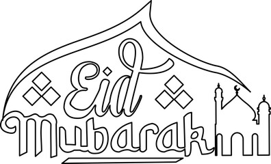 Eid Mubarak Typography Outline 