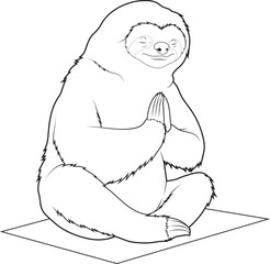 Sloth Fitness Yoga Meditation Animal Vector Graphic Art Illustration