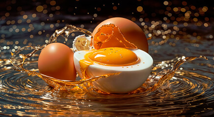 Abstract background with liquid and eggs - obrazy, fototapety, plakaty