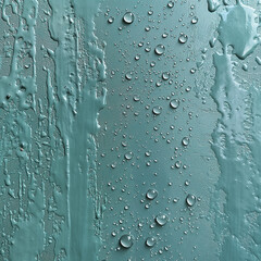 鮮やかな青緑の表面にフレッシュな水滴のあるテクスチャ背景