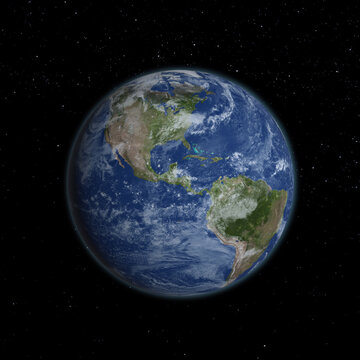 Planet Earth with clouds - High quality 3d rendering. Elements of this image provided by NASA