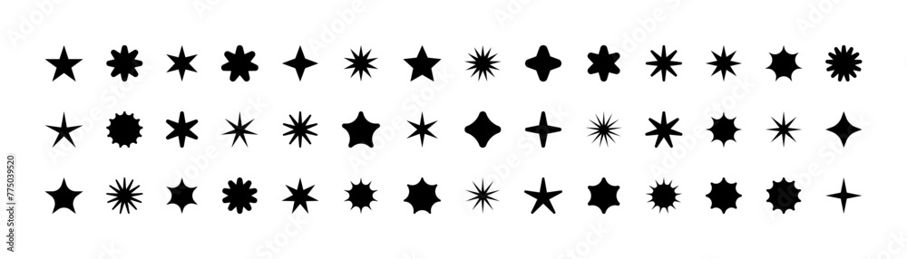 Wall mural star - vector icon. stars vector collection. stars. star logo. black stars. retro futuristic sparkle