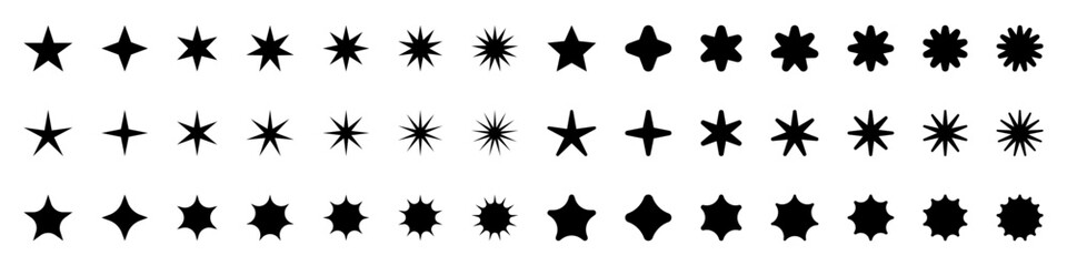 Star - Vector Icon. Stars Vector Collection. Stars. Star Logo. Black Stars. Retro Futuristic Sparkle