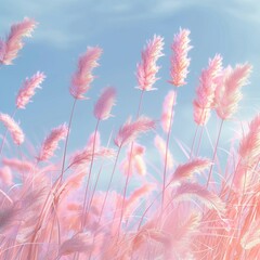 Soft fur blowing gently in the summer breeze pastel colors background 3D Animation minimalist cute