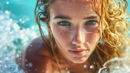 portrait of a beautiful woman in water