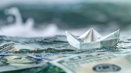 Origami Boat Navigating Financial Waves:A Metaphorical Journey Through Economic Challenges