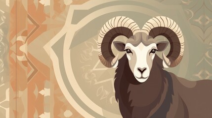 Fototapeta premium Illustration of a ram. Animal for religious sacrifice