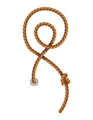 Knotted ropes with tassels and holes. Knot cord curve, rope sailor marine. Curtain tassels, realistic rope elements. Isolated marine twisted loops. illlustration