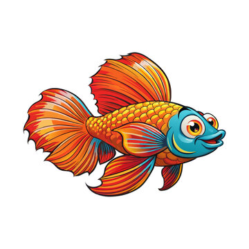 recommend clip art: A Cartoon Style Betta Fish Isolated on a White Background