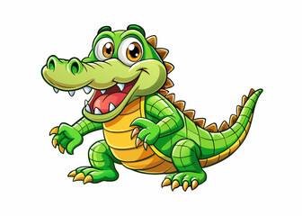 Naklejka premium A Cartoon Style Happy Alligator Isolated on a White Background