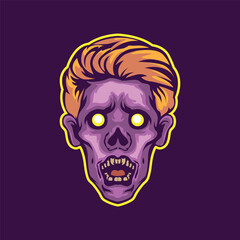 Zombie head mascot with hair vector Illustration