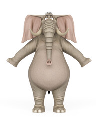 elephant cartoon is standing up in a pose