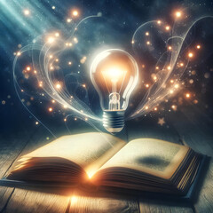 magic book with light bulb