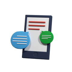 3D Illustration phone with bubble message