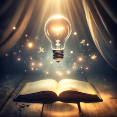 light bulb on book
