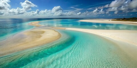 Obraz premium Panoramic view of beautiful tropical beach with turquoise water. AI generated